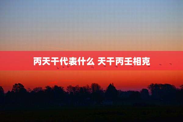 丙天干代表什么 天干丙壬相克