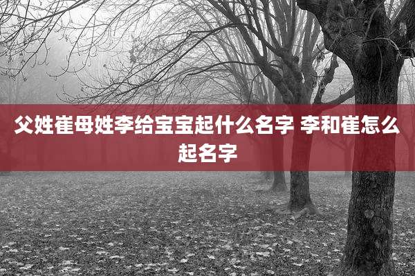 父姓崔母姓李给宝宝起什么名字 李和崔怎么起名字