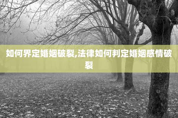 如何界定婚姻破裂,法律如何判定婚姻感情破裂