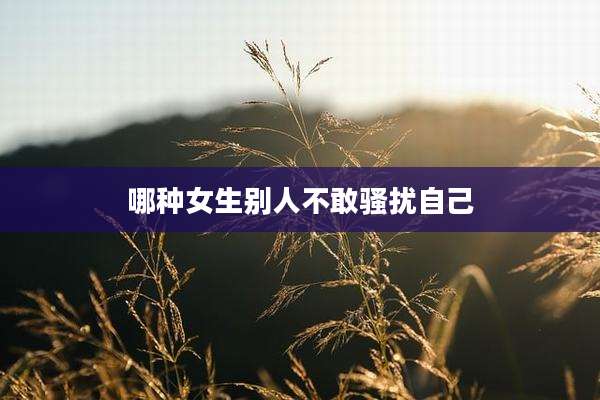 哪种女生别人不敢骚扰自己