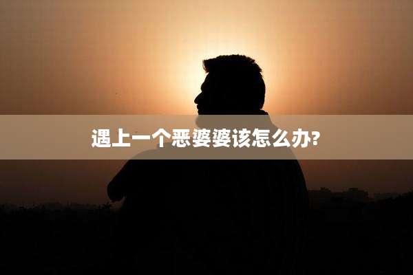 遇上一个恶婆婆该怎么办?
