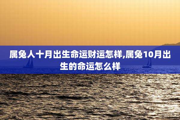 属兔人十月出生命运财运怎样,属兔10月出生的命运怎么样
