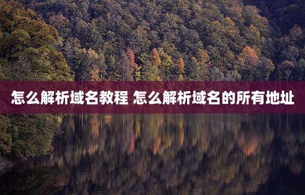 怎么解析域名教程 怎么解析域名的所有地址