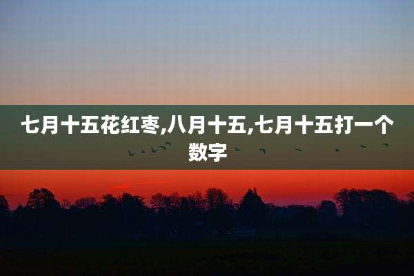 七月十五花红枣,八月十五,七月十五打一个数字