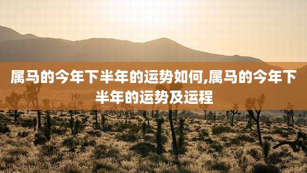 属马的今年下半年的运势如何,属马的今年下半年的运势及运程