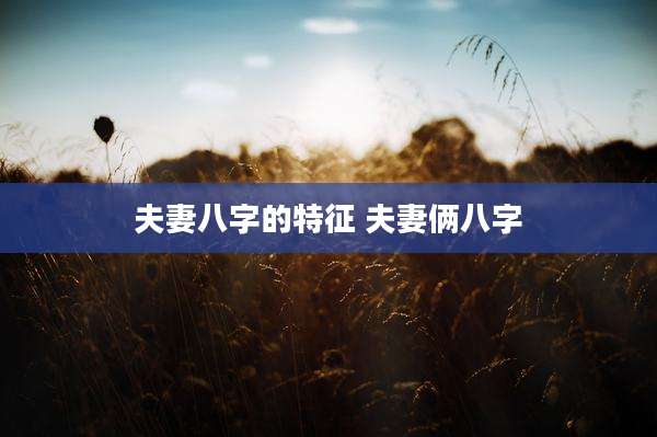 夫妻八字的特征 夫妻俩八字