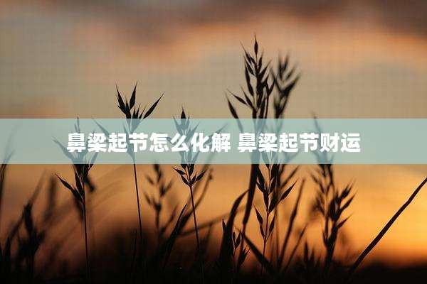 鼻梁起节怎么化解 鼻梁起节财运
