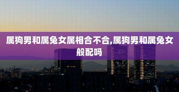 属狗男和属兔女属相合不合,属狗男和属兔女般配吗