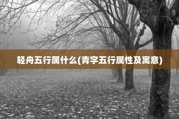 轻舟五行属什么(青字五行属性及寓意)