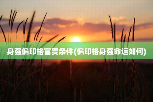 身强偏印格富贵条件(偏印格身强命运如何)
