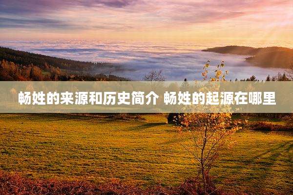 畅姓的来源和历史简介 畅姓的起源在哪里