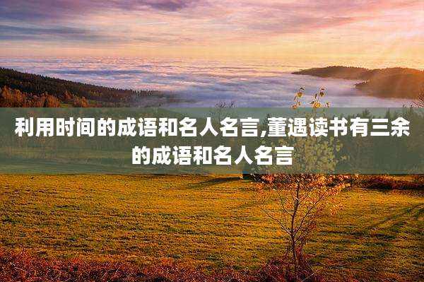 利用时间的成语和名人名言,董遇读书有三余的成语和名人名言
