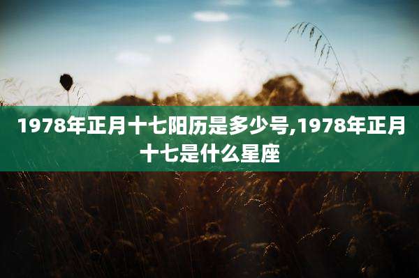 1978年正月十七阳历是多少号,1978年正月十七是什么星座