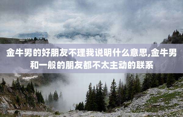 金牛男的好朋友不理我说明什么意思,金牛男和一般的朋友都不太主动的联系