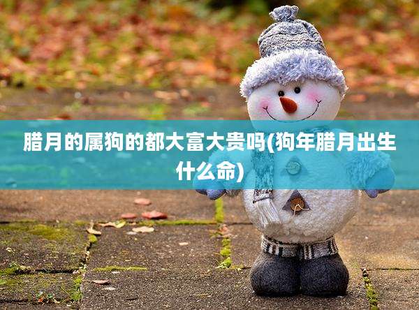 腊月的属狗的都大富大贵吗(狗年腊月出生什么命)