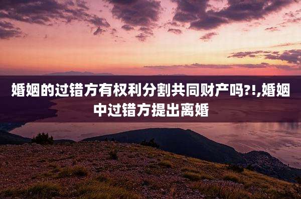 婚姻的过错方有权利分割共同财产吗?!,婚姻中过错方提出离婚