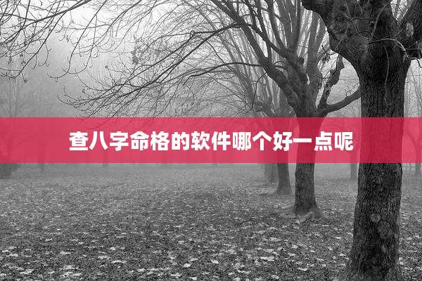 查八字命格的软件哪个好一点呢