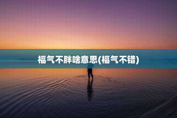 福气不胖啥意思(福气不错)