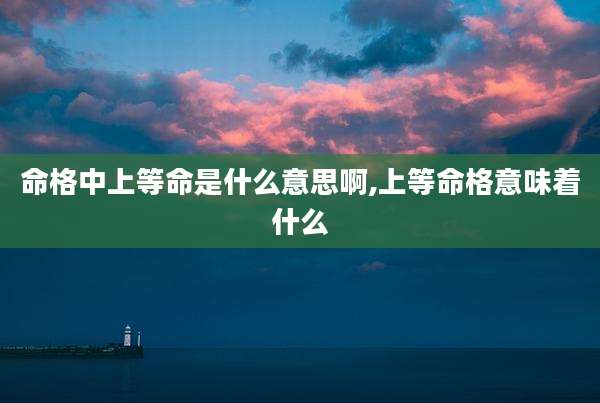 命格中上等命是什么意思啊,上等命格意味着什么