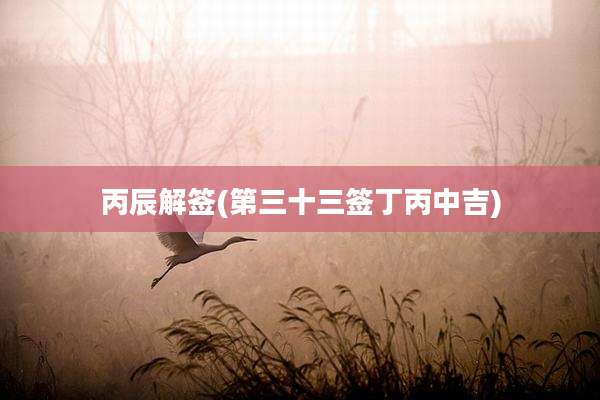 丙辰解签(第三十三签丁丙中吉)