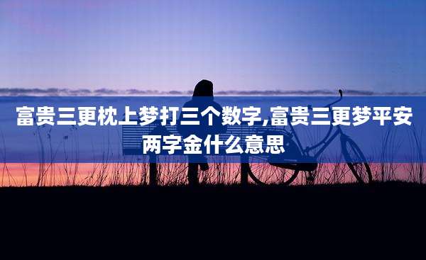 富贵三更枕上梦打三个数字,富贵三更梦平安两字金什么意思