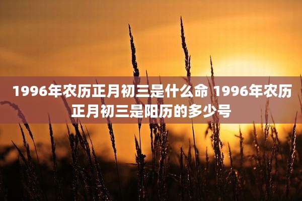 1996年农历正月初三是什么命 1996年农历正月初三是阳历的多少号