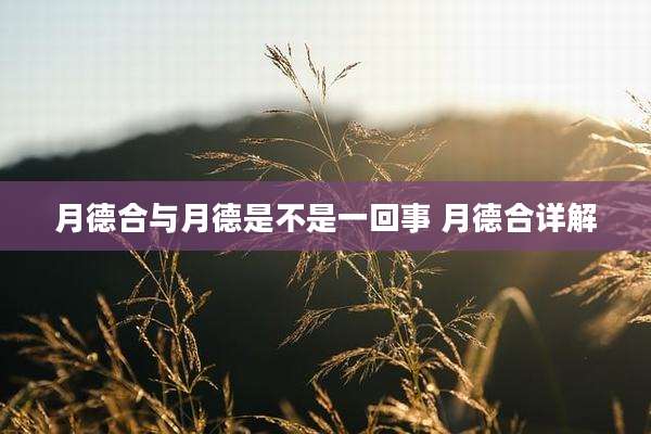 月德合与月德是不是一回事 月德合详解