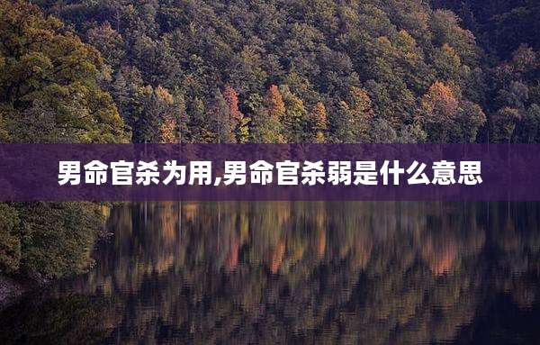 男命官杀为用,男命官杀弱是什么意思
