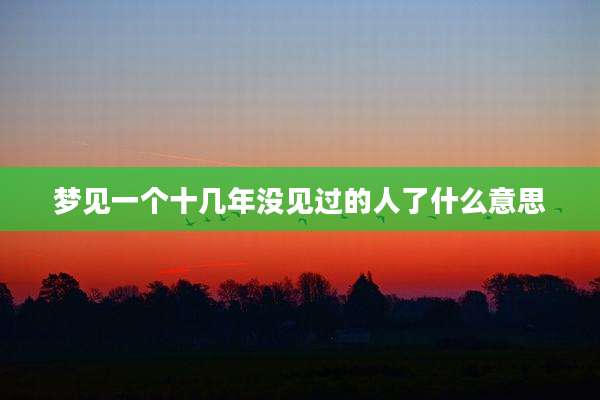 梦见一个十几年没见过的人了什么意思