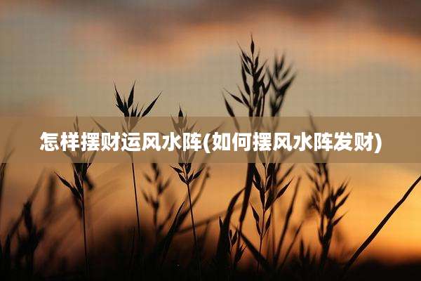 怎样摆财运风水阵(如何摆风水阵发财)
