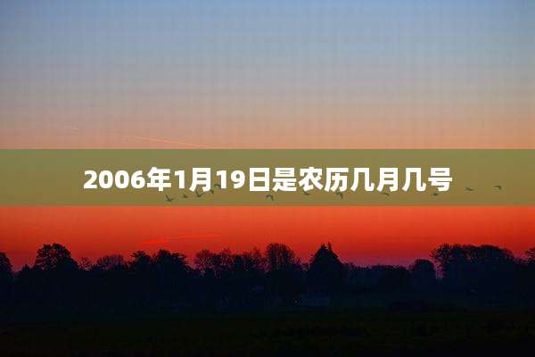 2006年1月19日是农历几月几号