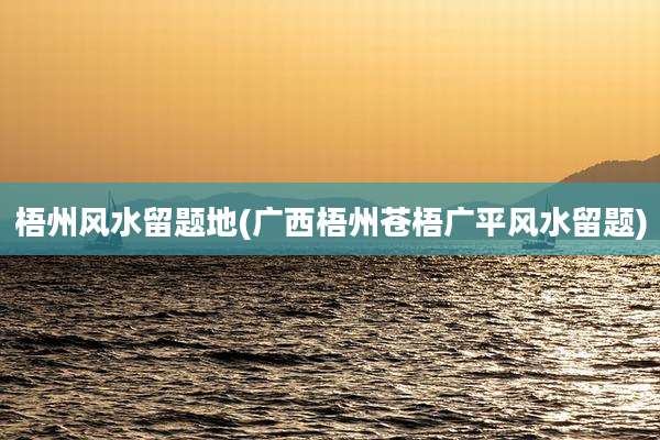 梧州风水留题地(广西梧州苍梧广平风水留题)