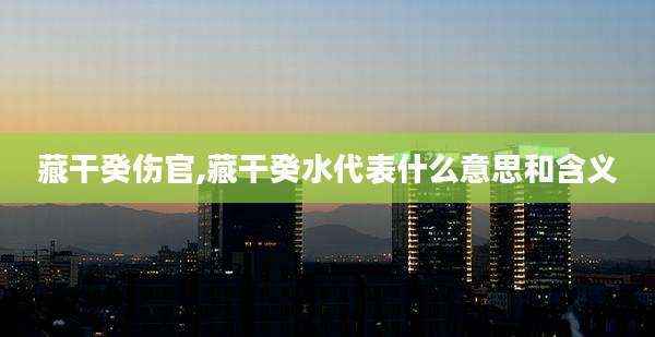 藏干癸伤官,藏干癸水代表什么意思和含义