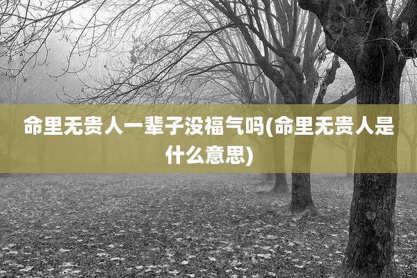 命里无贵人一辈子没福气吗(命里无贵人是什么意思)