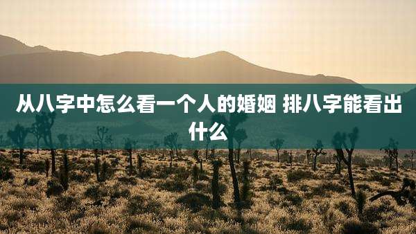从八字中怎么看一个人的婚姻 排八字能看出什么