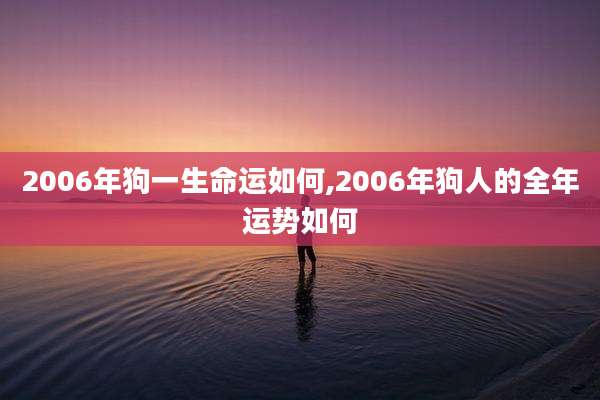 2006年狗一生命运如何,2006年狗人的全年运势如何