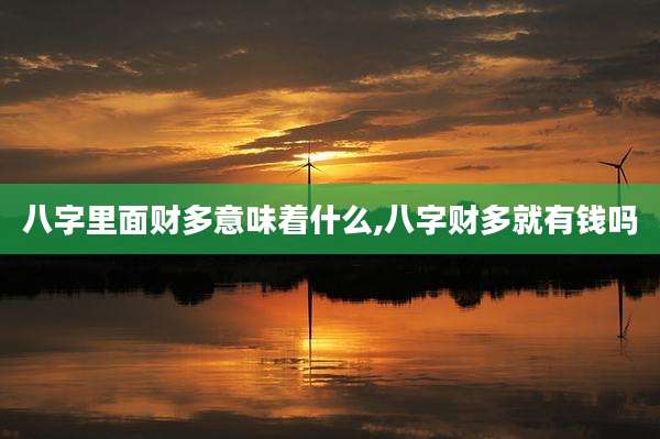 八字里面财多意味着什么,八字财多就有钱吗