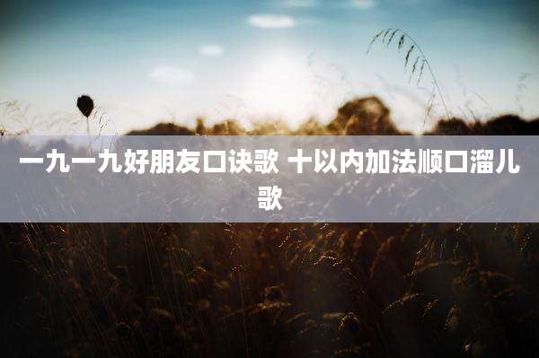 一九一九好朋友口诀歌 十以内加法顺口溜儿歌