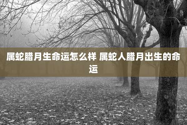 属蛇腊月生命运怎么样 属蛇人腊月出生的命运