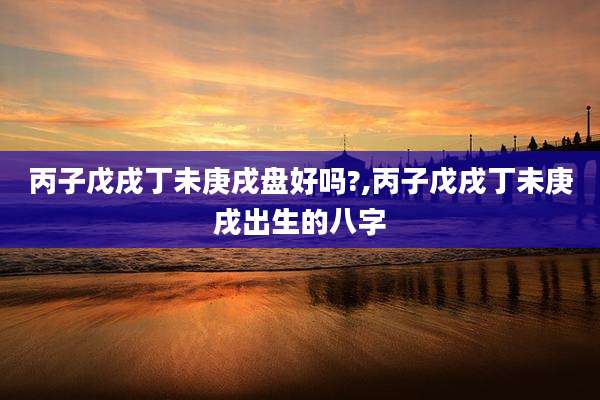 丙子戊戌丁未庚戌盘好吗?,丙子戊戌丁未庚戌出生的八字