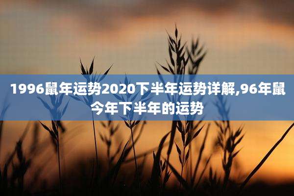 1996鼠年运势2020下半年运势详解,96年鼠今年下半年的运势
