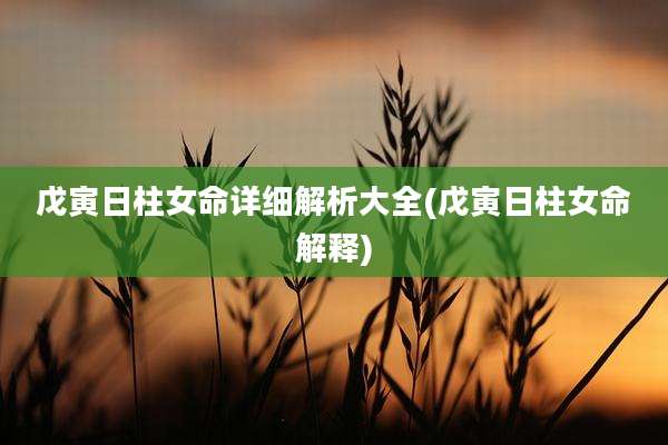戊寅日柱女命详细解析大全(戊寅日柱女命解释)