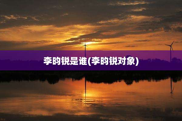 李昀锐是谁(李昀锐对象)