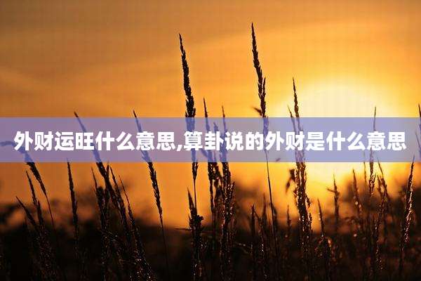外财运旺什么意思,算卦说的外财是什么意思