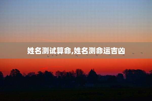 姓名测试算命,姓名测命运吉凶