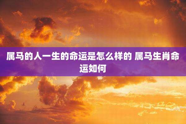 属马的人一生的命运是怎么样的 属马生肖命运如何