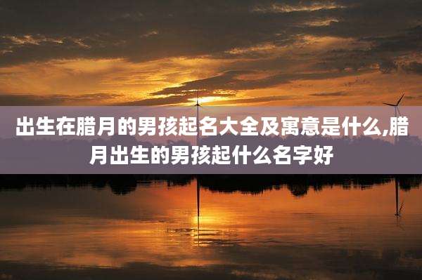 出生在腊月的男孩起名大全及寓意是什么,腊月出生的男孩起什么名字好