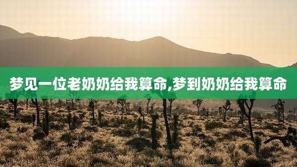 梦见一位老奶奶给我算命,梦到奶奶给我算命