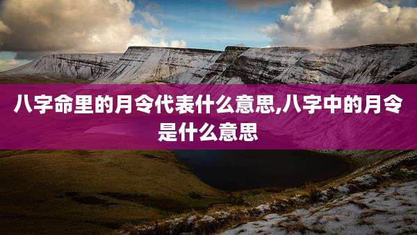 八字命里的月令代表什么意思,八字中的月令是什么意思