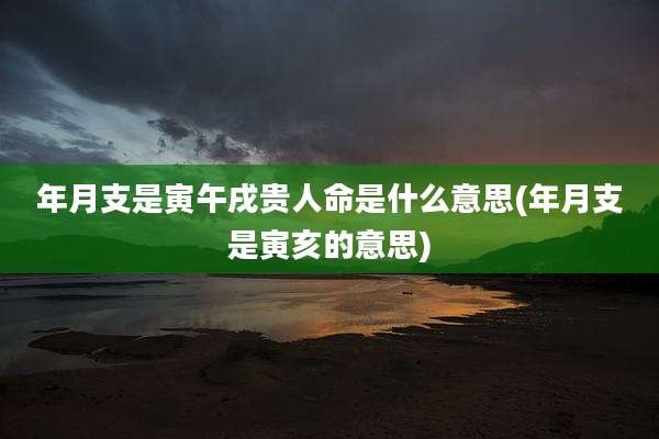 年月支是寅午戌贵人命是什么意思(年月支是寅亥的意思)